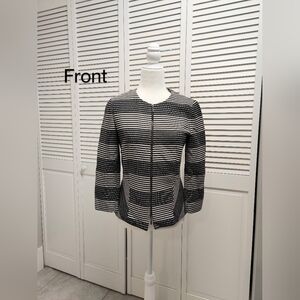 Antonio Melani Black, White, & Grey Zip Front Blazer Size 4